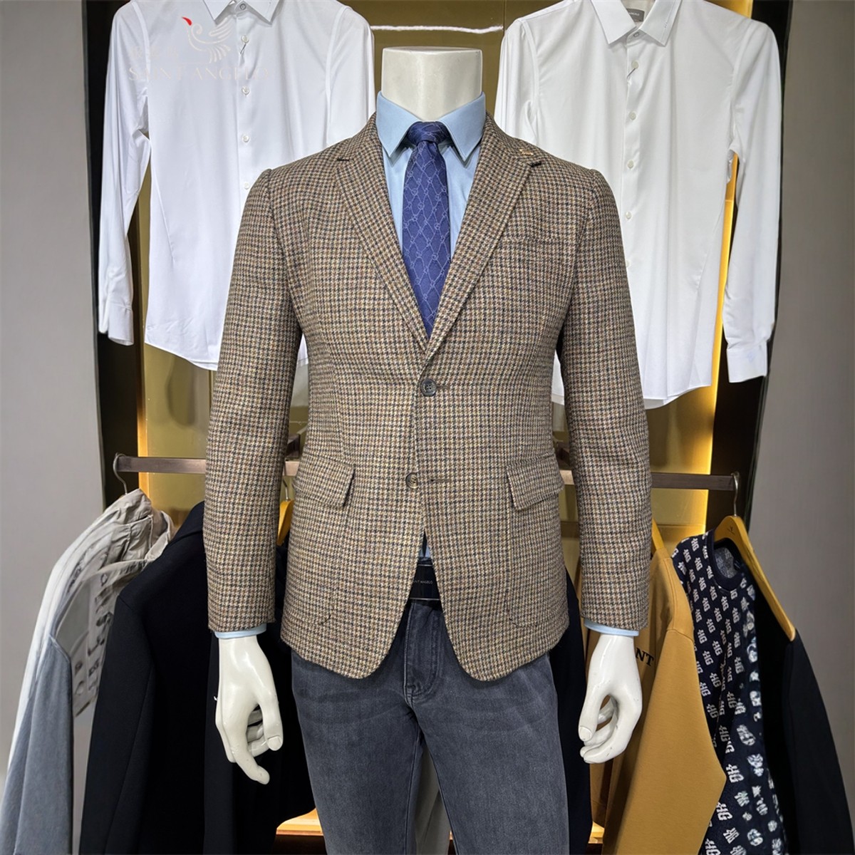 报喜鸟亨利格兰英伦风100%绵羊毛青年修身男款秋冬外套单件西服