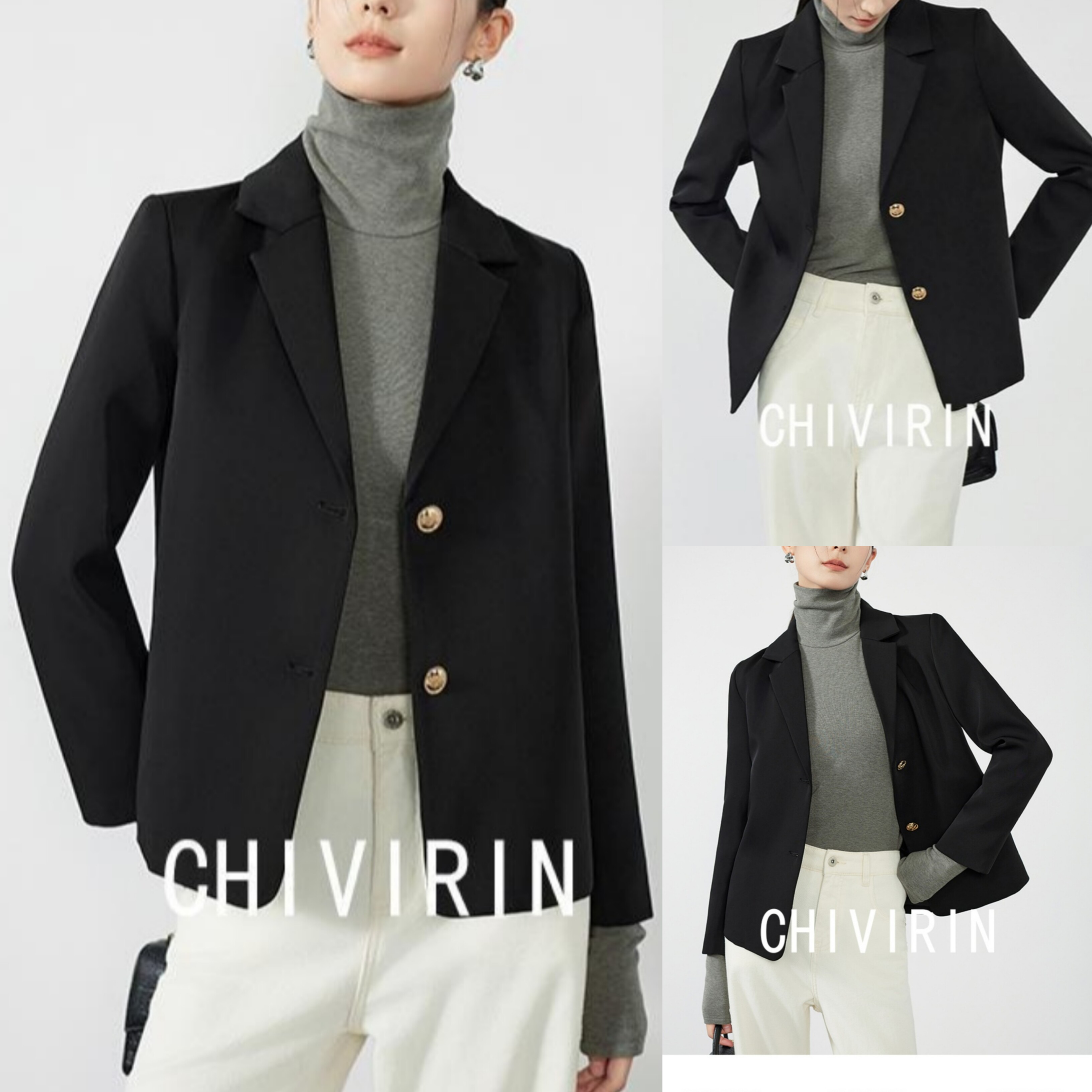 2025年秋季新款单排扣纯色西装女小个子时尚休闲修身百搭西服外套