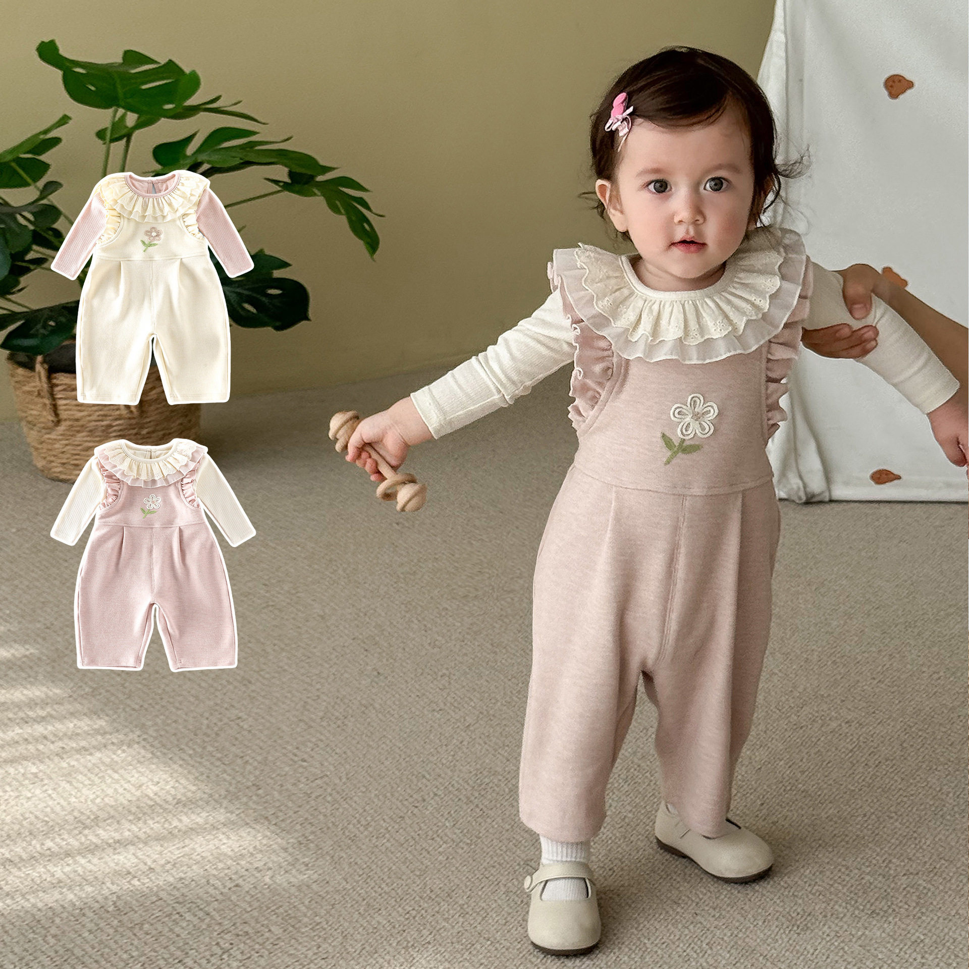 女童娃娃领打底衫2025春秋新款宝宝韩版洋气花边T恤儿童纯色上衣,童装/婴儿装/亲子装,T恤,淘宝优惠券,粉丝福利购,淘宝优惠卷