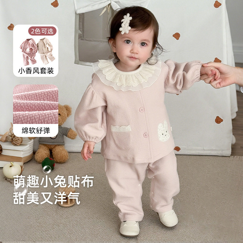 女童宝宝花边连体裤秋装卡通外套