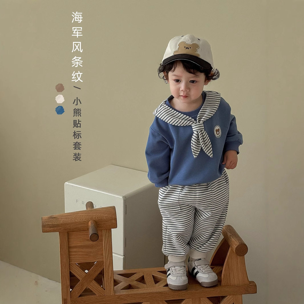 儿童棉质海军风卫衣卫裤两件套