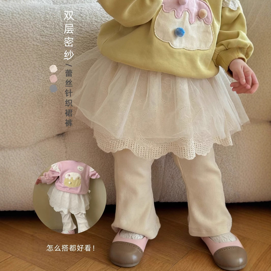 女童网纱打底裤韩版蕾丝弹力裙裤