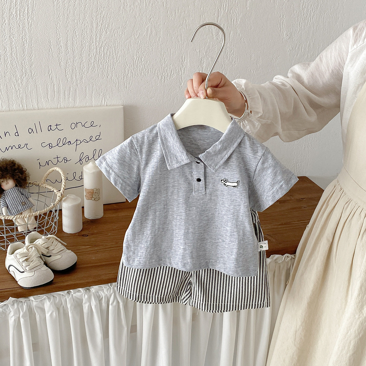 男童短袖POLO衫2026夏季新款儿童纯棉T恤小童半袖卡通贴标上衣潮