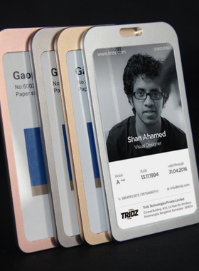 德致高档ID CARD铝合金圆角证件卡套金属工作牌 胸卡工作证6002