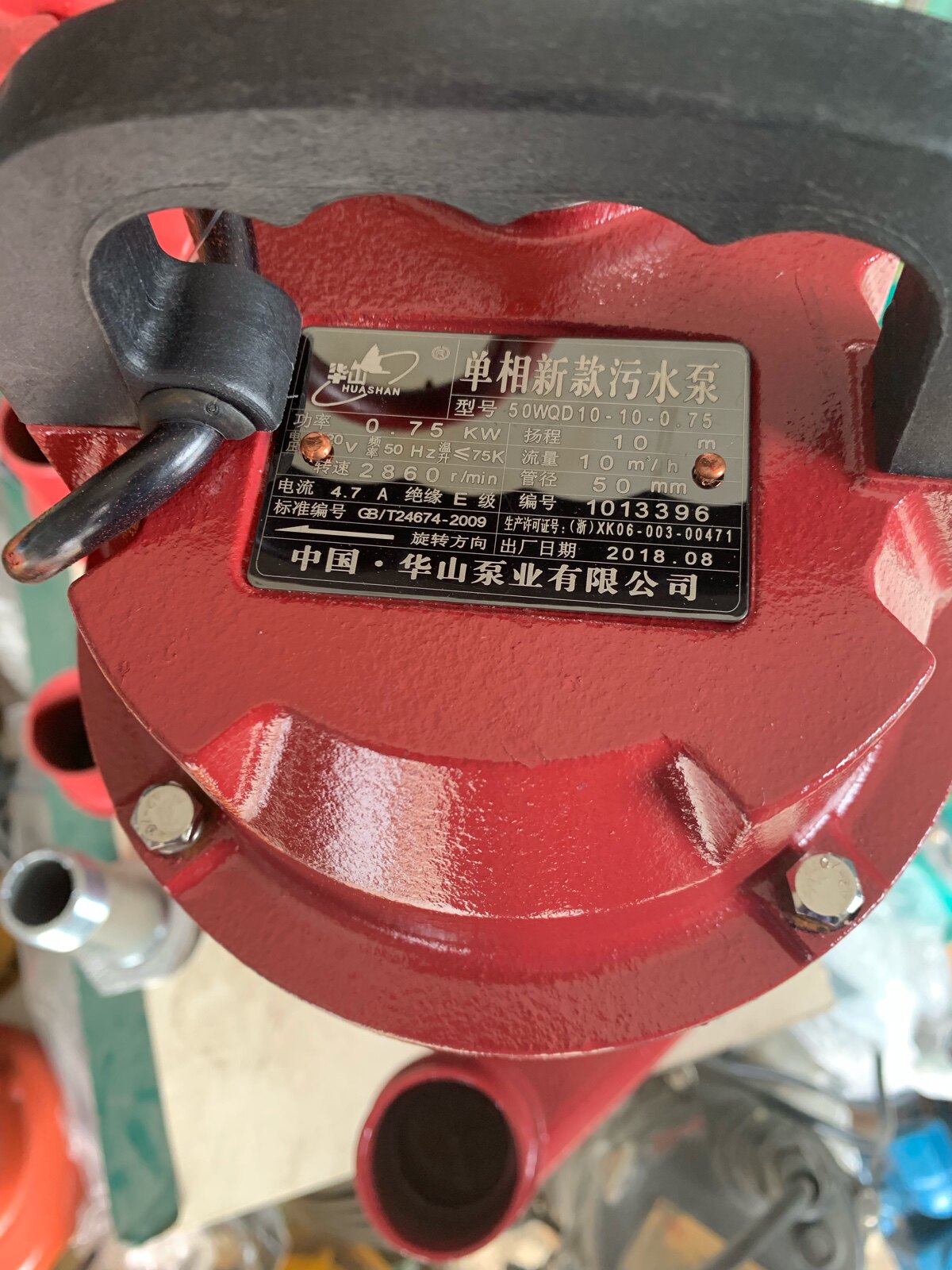 中国华山污水泵750w家用化粪池污水泵排污泵清水泵灌溉泵220v水泵