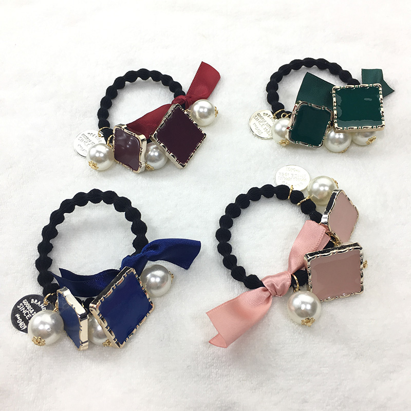 绑头发方块黑色编织小珠子橡皮筋