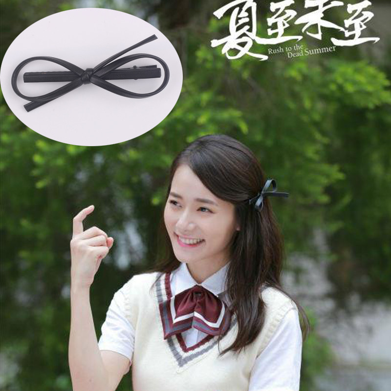 夏至未至程七七同款皮质发夹大号蝴蝶结刘海夹时尚百搭边夹