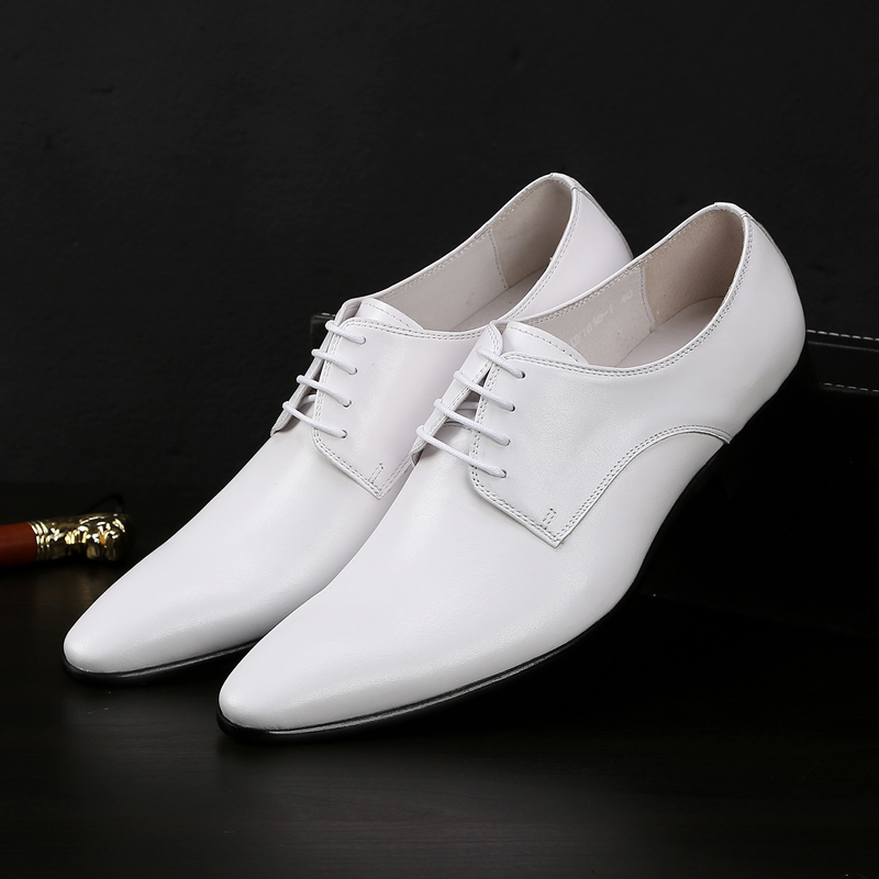 欧美白色皮鞋商务潮流新郎结婚鞋