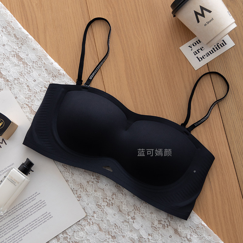 美背内衣女聚拢小胸单排扣无痕半杯女士胸罩抹胸夏季露背文胸性感