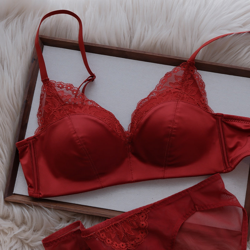 本命年红色内衣套装女薄款小胸聚拢收副乳防下垂文胸女士胸罩缎面,女士内衣/男士内衣/家居服,文胸,淘宝优惠券,粉丝福利购,淘宝优惠卷