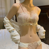 内衣女小胸聚拢纯欲乳胶胸罩无钢圈上托半杯文胸套装 无肩带不空杯