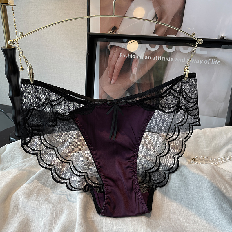 蕾丝网纱低腰薄款女三角内裤