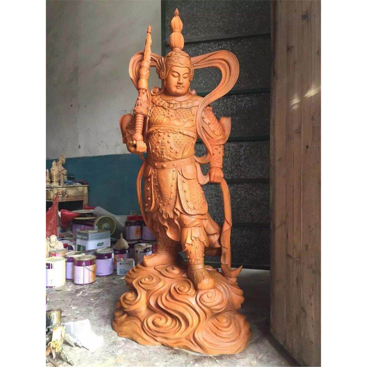 木雕韦陀菩萨佛像寺庙伽蓝供奉站像大型佛像定做树脂玻璃钢