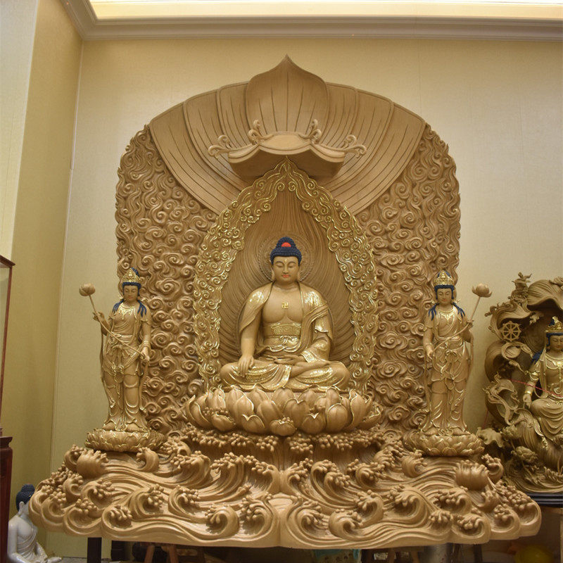 东方三圣一体佛像摆件寺庙供奉