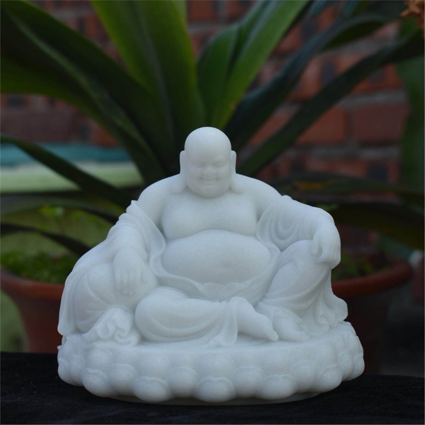 汽车摆件玉雕弥勒佛汉白玉车内摆件释迦牟尼佛车载创意装饰品笑佛