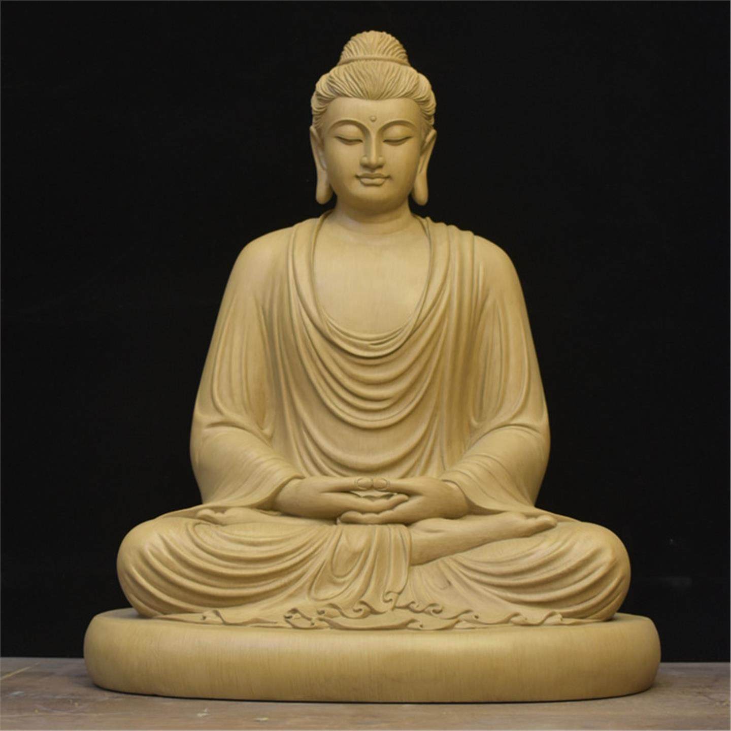 释迦牟尼佛木雕佛像阿弥陀佛寺庙供奉摆件如来佛祖三宝佛药师佛