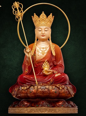地藏王菩萨像铜像大愿佛像九华山全铜雕像精品东来紫供奉娑婆三圣