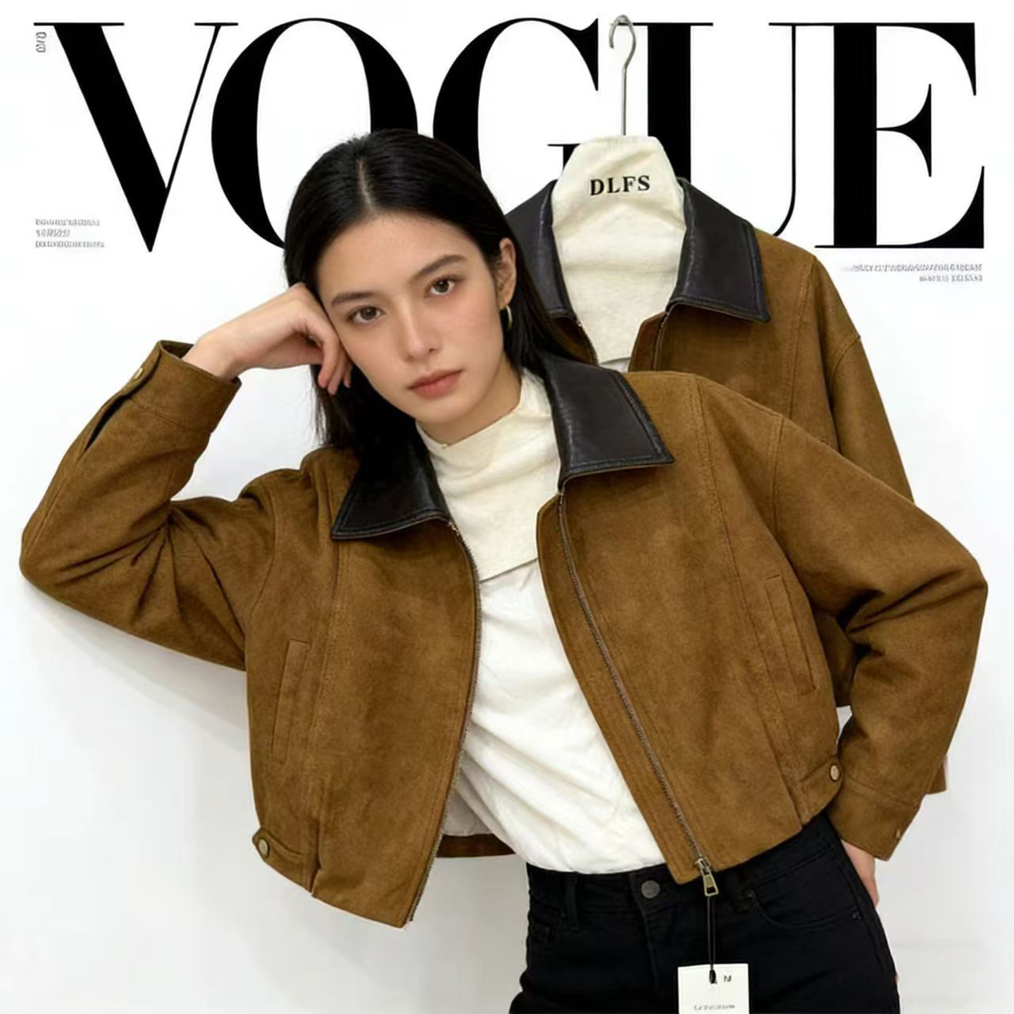 短款外套女早春穿搭2026年春季新品时尚夹克翻领鹿皮绒新款小外套