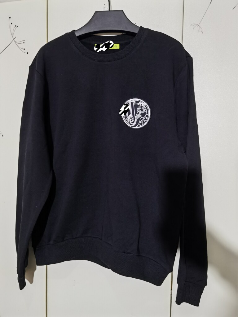 纯棉黑色圆领长袖套头毛圈面料卫衣 男生时尚休闲老虎印花款春装
