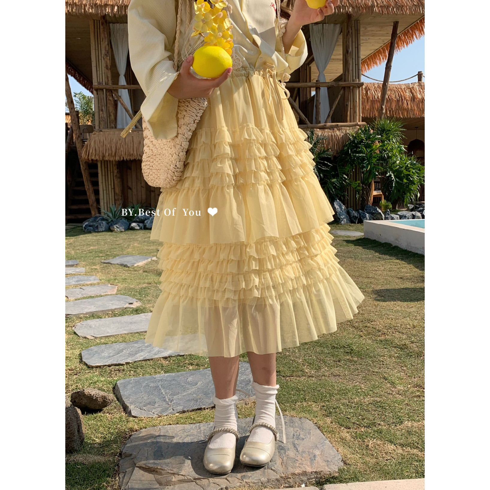 BEST OF YOU-26年早春重工纱纱裙木耳边半身裙2309.,女装/女士精品,半身裙,淘宝优惠券,粉丝福利购,淘宝优惠卷