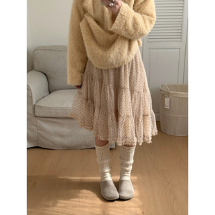 蓬女冬季 April 2025高腰A字宽松层层蛋糕裙半身裙160906 Flower