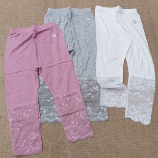 小中大女儿童弹力7分蕾丝打底裤 出口原单清仓莫代尔薄款 夏款