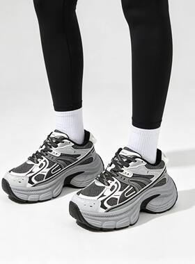 2026新款加绒厚底增高老爹鞋女百搭复古运动休闲鞋透气学生跑步鞋