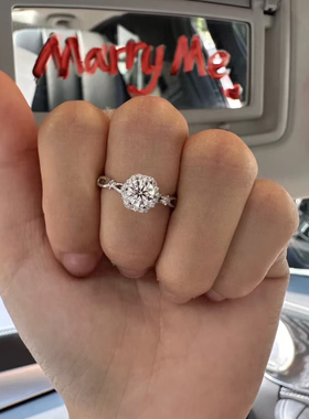 进口莫桑石钻戒花蔓款s925银闭口戒指女款时尚优雅1克拉求定结婚