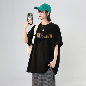 中性风2024夏季男宽松t恤短袖大码半袖圆领体恤XZ405-1-T14-P25图片