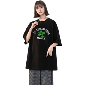 女装类目潮流宽松短袖夏季圆领大码上衣t恤XZ405-1-T25-P25图片