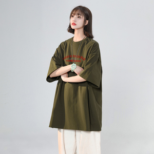 女装类目夏季女士t恤宽松半袖纯棉大码体恤XZ405-1-T13-P25图片