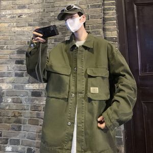 2024潮流港风春季新款工装牛仔衣夹克外套XZ405-1-JK6620-P95控12图片