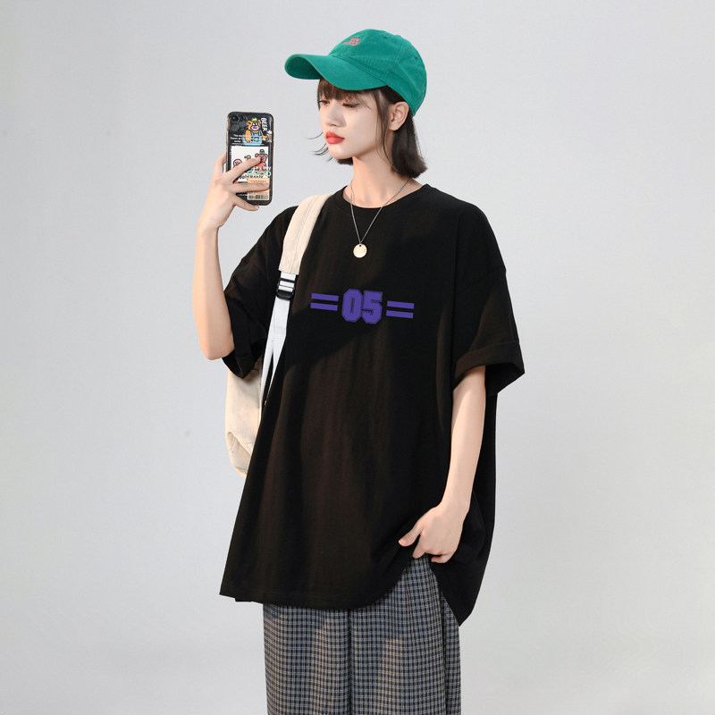 中性风夏季ins宽松上衣短袖男大码圆领t恤XZ405-1-T19-P25图片