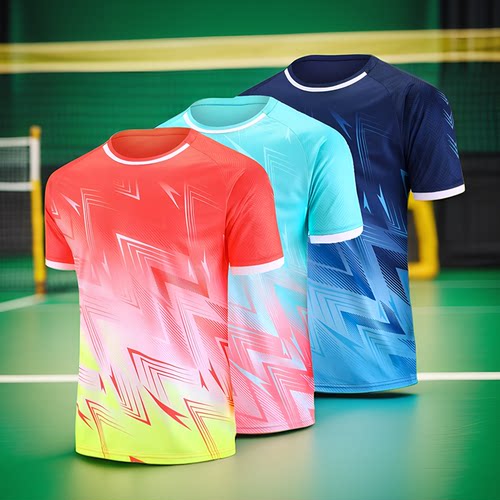乒乓球服羽毛球短袖男女班服速干跑步马拉松跑团上衣定制