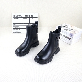 百搭女休闲烟筒靴 撤柜粗跟厚底加绒加厚时尚 29真皮牛皮秋冬季 新款