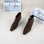 新款 撤柜单里酒杯中跟方头绒面显瘦法式 韩版 00秋冬季 女瘦瘦时装 靴