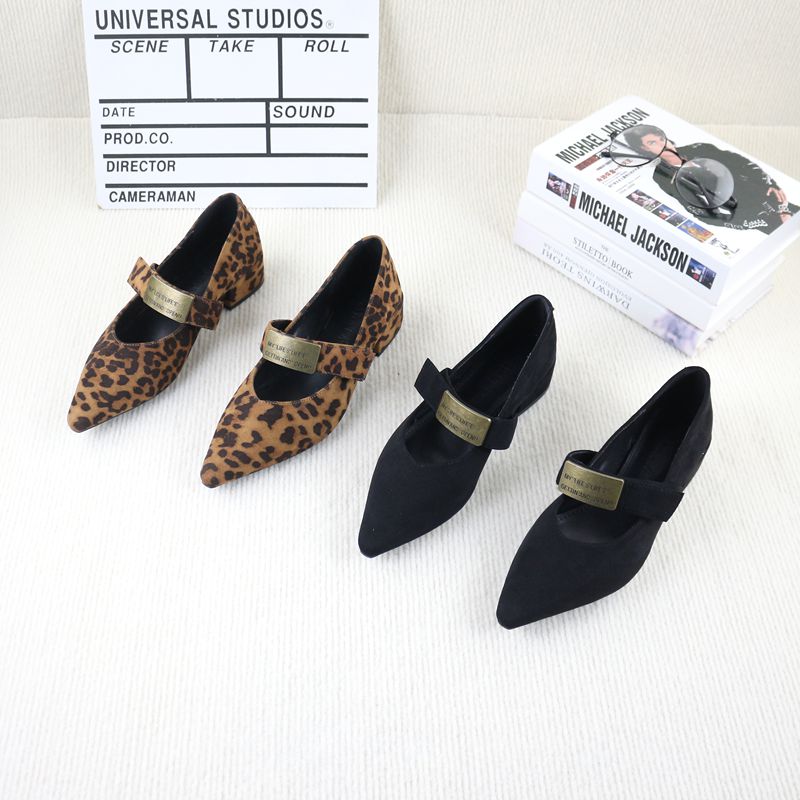 浅口仙女风豹纹新款法式尖头撤柜