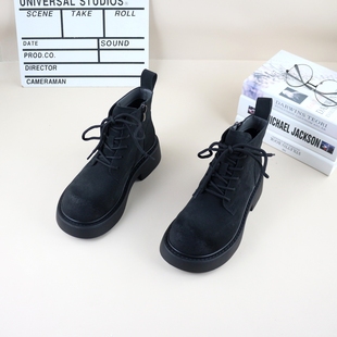 女休闲马丁靴 撤柜单里粗跟厚底增高时尚 09真皮磨砂牛皮秋冬季 新款