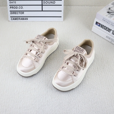 真皮沙丁布松糕厚底nv休闲板鞋