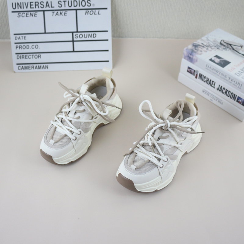 牛皮网面松糕厚底增高休闲老爹鞋