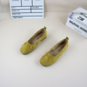 仙女风百搭女芭蕾舞鞋 撤柜平底方头浅口蝴蝶结法式 新款 43春秋季