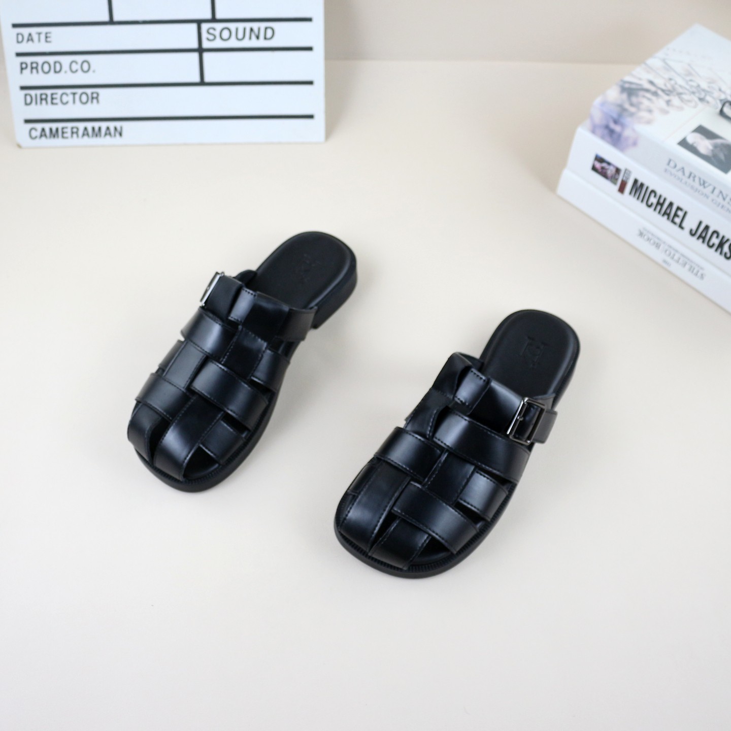 35真皮牛皮夏季新款撤柜平底编织绑带法式仙女风百搭女包头拖鞋