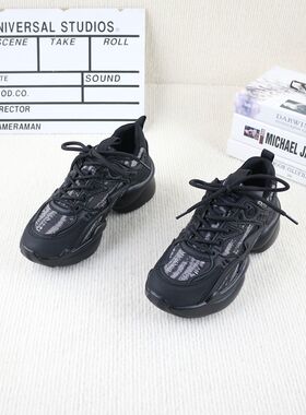 22真皮牛皮布面春秋季新款撤柜松糕厚底时尚舒适女休闲运动老爹鞋