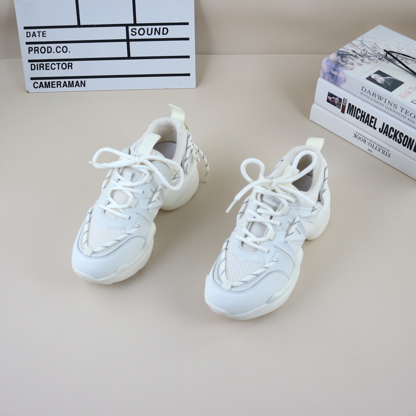 真皮牛皮网面松糕厚底运动老爹鞋