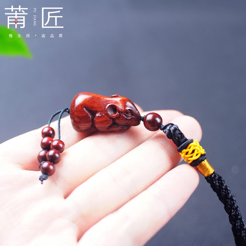 莆匠小叶紫檀木生肖挂件老鼠