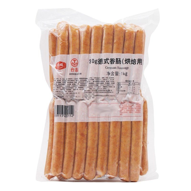 大成台式德式香肠30g原装1kg*12袋烘焙用烟熏味香肠烧烤肠