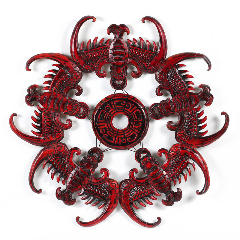 五福临门蝙蝠桃木墙壁挂件 新中式玄关壁饰墙上挂饰 卧室墙面装饰