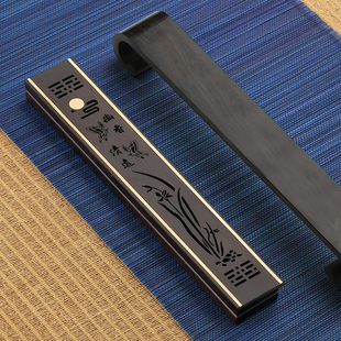 黑檀木香炉线香底座 家用室内檀香熏香炉 实木质卧香盒沉香线香插