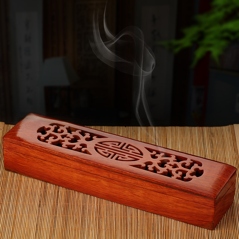 速发 石有约嵌贝储工盒实木盒子 红木雕刻物艺品摆件木仿古镂空筷