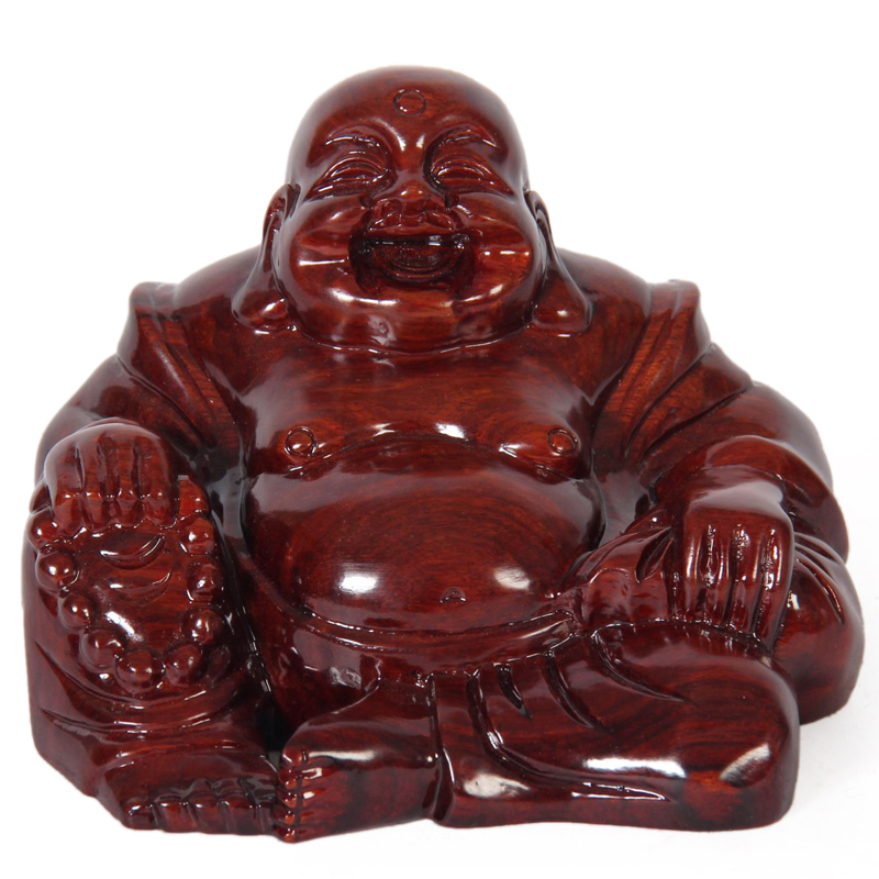 笑口常开弥勒佛佛像 红木雕刻工艺品摆件 实木质大肚笑佛装饰摆设